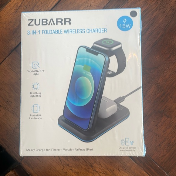 NEW! ZUBARR 3 in 1 folding wireless charger. - Picture 1 of 3